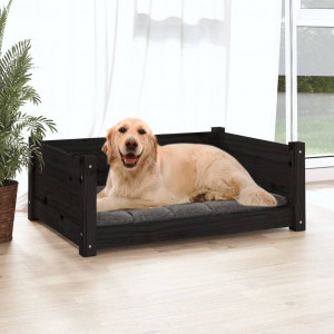 Cama para cachorro em madeira maciça de pinho preto 75,5x55,5x28 cm D