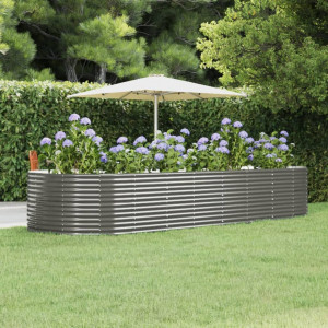 Jardinera arriate acero recubrimiento polvo gris 367x140x68 cm D