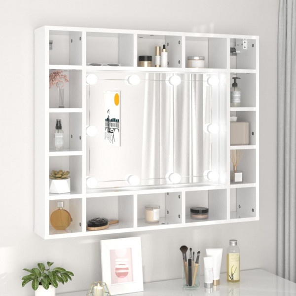 Mueble con espejo y LED blanco brillante 91x15x76.5 cm D