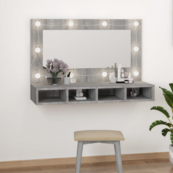 Móveis cinza Sonoma com espelho e LED 90x31,5x62 cm D
