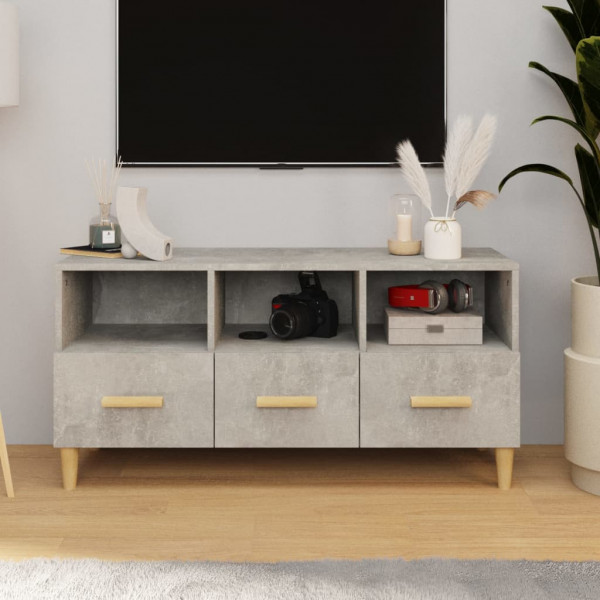 Armário de TV de madeira projetada cinza concreto 102x36x50 cm D
