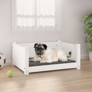 Cama de cão madeira maciça de pinho branco 65.5x50.5x28 cm D