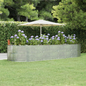 Jardinera arriate acero recubrimiento polvo plata 367x140x68cm D