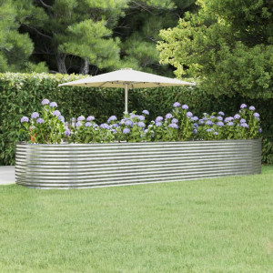 Jardinera arriate acero recubrimiento polvo plata 447x140x68 cm D