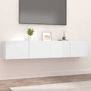 Muebles TV 2 uds madera contrachapada blanco brillo 80x30x30 cm D