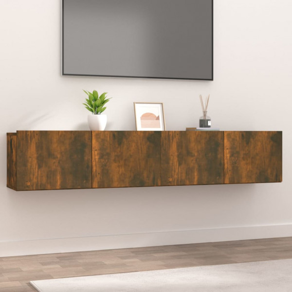 Mueble de TV 2 uds madera contrachapada color roble 80x30x30 cm D