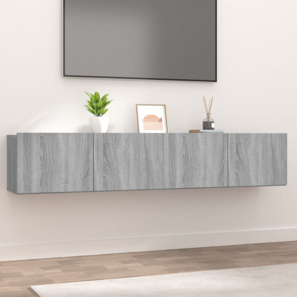 Furniture TV 2 uds madeira de contraplacado cinza Sonoma 80x30x30 cm D