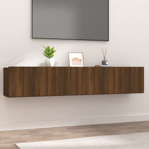 Muebles TV 2 uds madera contrachapada roble marrón 80x30x30 cm D