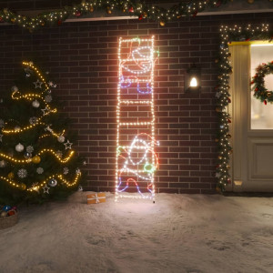Figura dobrável de Papai Noel na escada com 552 LEDs 50x200 cm D