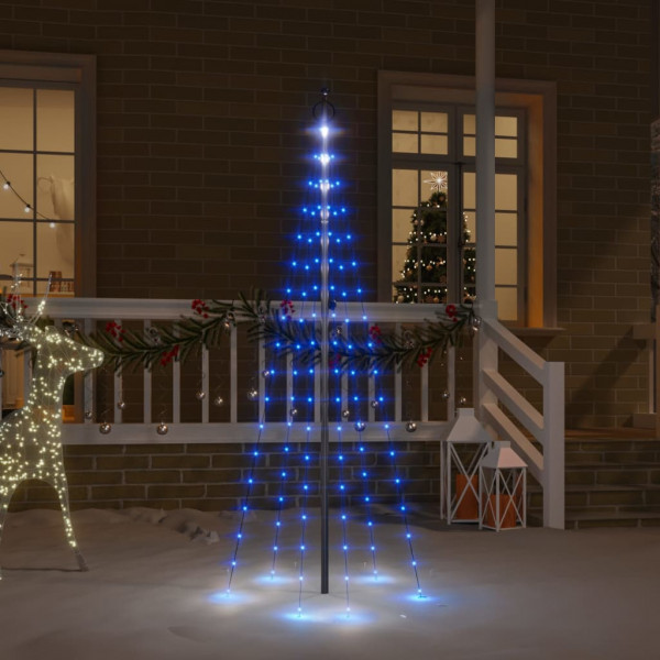 Árbol de Navidad en asta de bandera 108 LED azul 180 cm D