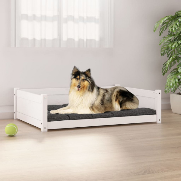 Cama para cães madeira maciça de pinho branco 95.5x65.5x28 cm D