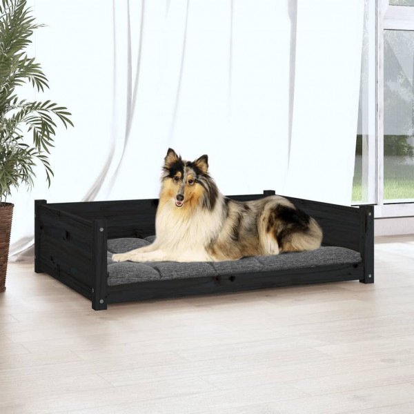 Cama para perros madera maciza de pino negro 95.5x65.5x28 cm D