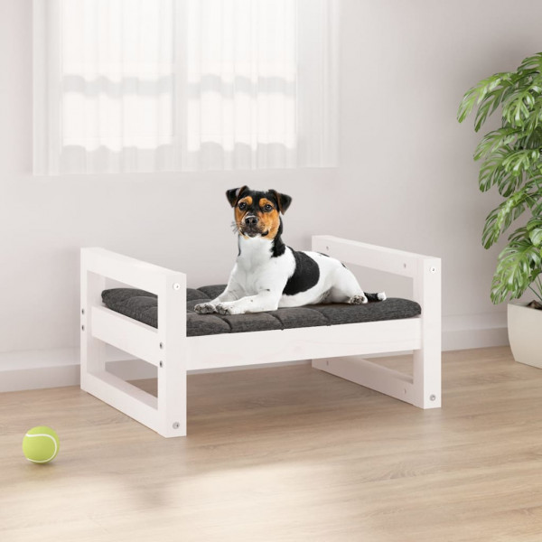 Cama para perros madera maciza de pino blanco 55.5x45.5x28 cm D