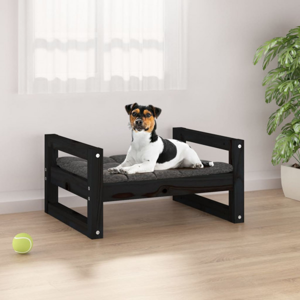 Cama para cachorro em madeira maciça de pinho preto 55,5x45,5x28 cm D