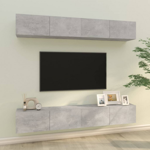 Muebles de TV 4 piezas gris hormigón 100x30x30 cm D