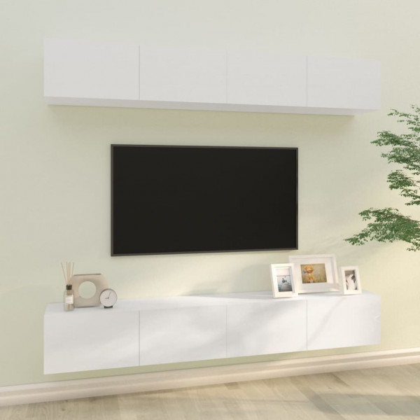 Móveis de TV 4 peças branco brilhante 100x30x30 cm D