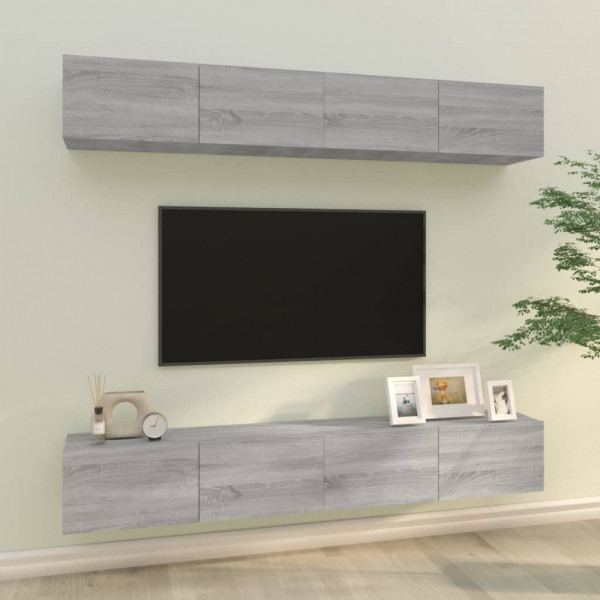 Muebles de TV 4 piezas gris Sonoma 100x30x30 cm D