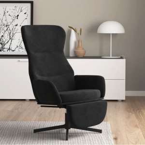 Sillón de relax con reposapiés terciopelo negro D