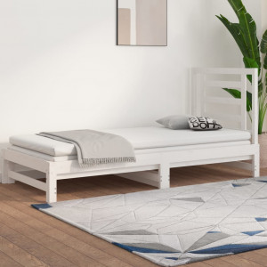 Sofá-cama removível em madeira maciça de pinho branco 2x(90x200) cm D