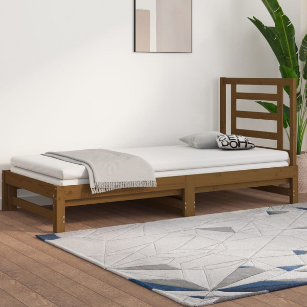 Sofá cama removível madeira maciça de pinho marrom 2x(90x200) cm D