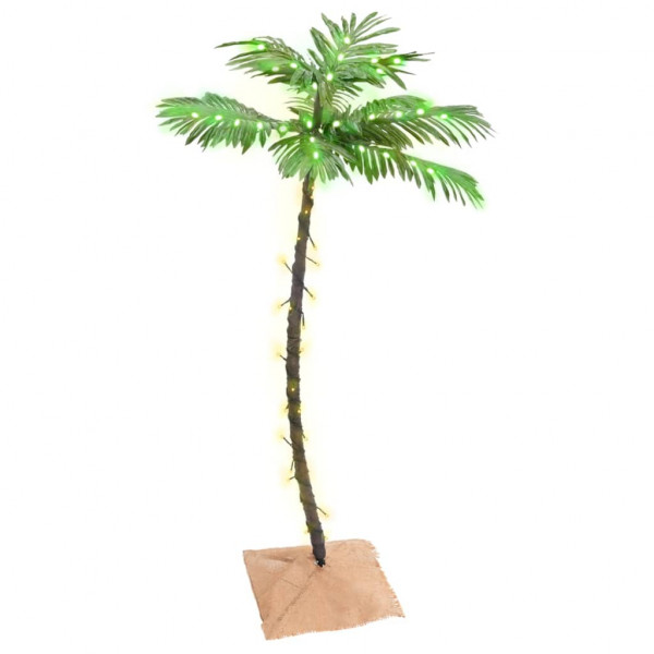 Palmera artificial con 72 LED blanco cálido 120 cm D