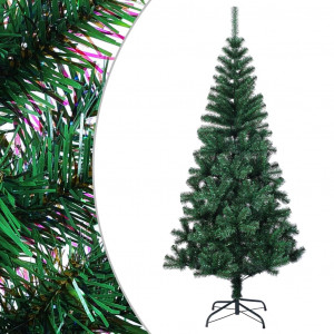 Árbol de Navidad artificial puntas iridiscentes PVC verde 210cm D