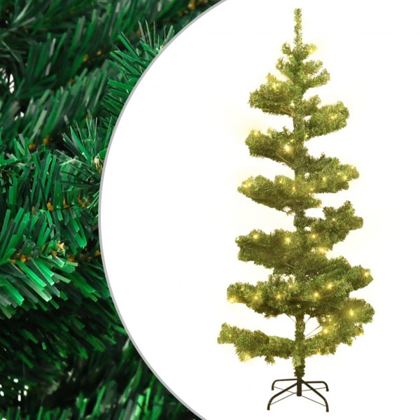 Árbol de Navidad en espiral con maceta y LED PVC verde 120 cm D