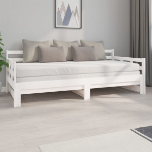 Sofá cama extraíble madera maciza de pino blanco 2x(90x200) cm D