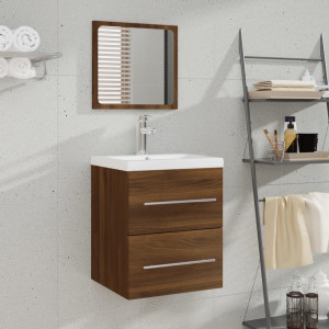 Armario de baño con espejo marrón roble 41x38.5x48 cm D
