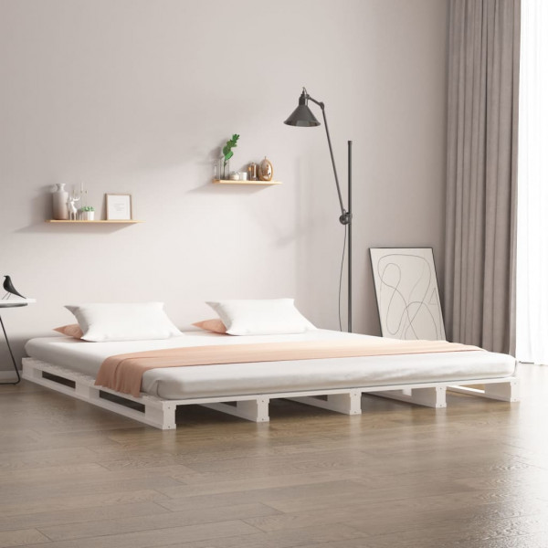 Cama de paletes madeira maciça pinho branco King Tamanho 150x200 cm D