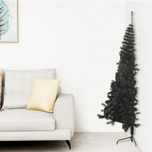 Medio árbol de Navidad artificial con soporte PVC negro 120 cm D