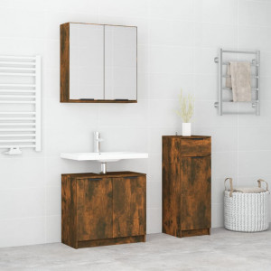 Set de muebles baño 3 pzas madera contrachapada roble ahumado D