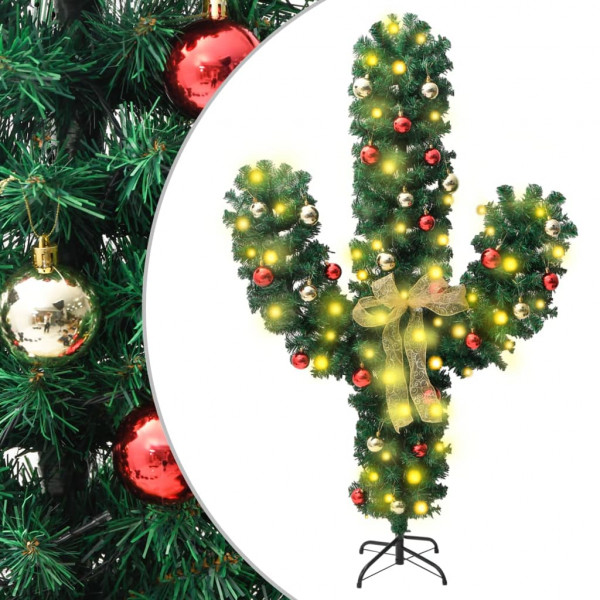 Cactus de Navidad con soporte y LED verde 180 cm PVC D