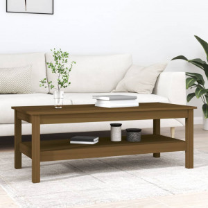 Mesa de centro madera maciza de pino marrón miel 110x50x40 cm D