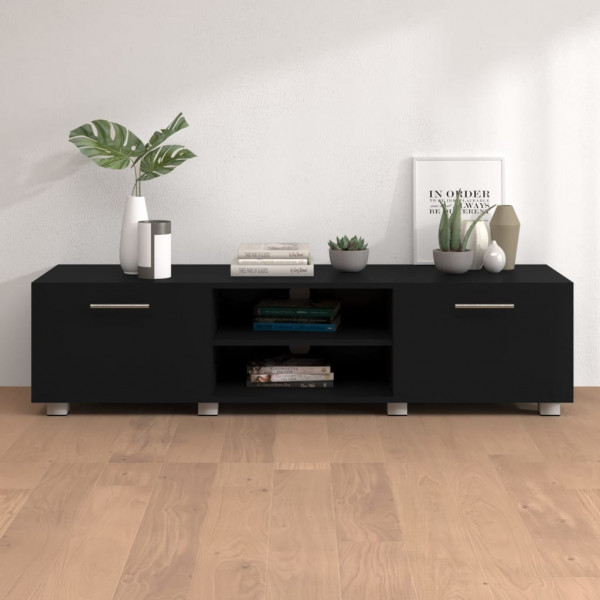 Mueble para TV madera contrachapada negro 140x40x35 cm D