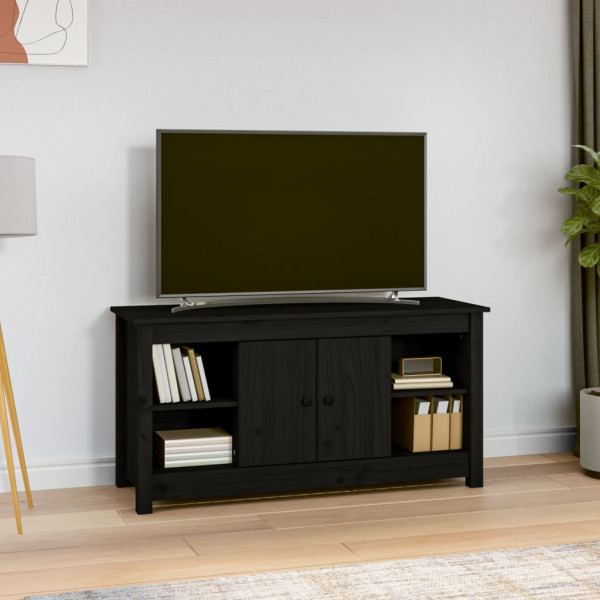Móvel TV em madeira maciça de pinho preto 103x36,5x52 cm D