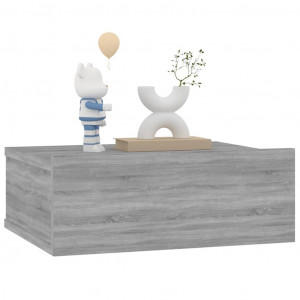 Mesa de cabeceira flutuante 2 peças madeira Sonoma cinza 40x30x15 cm D