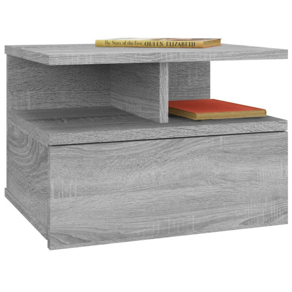 Mesa de cabeceira flutuante 2 peças madeira Sonoma cinza 40x31x27 cm D