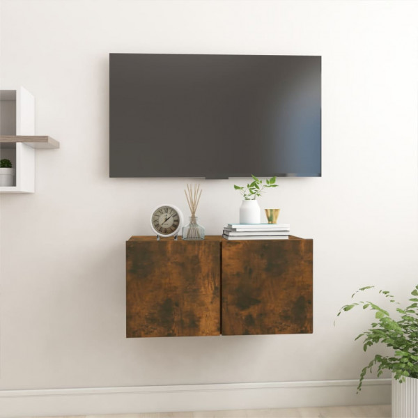 Móvel de TV suspenso em madeira de carvalho fumê 60x30x30 cm D