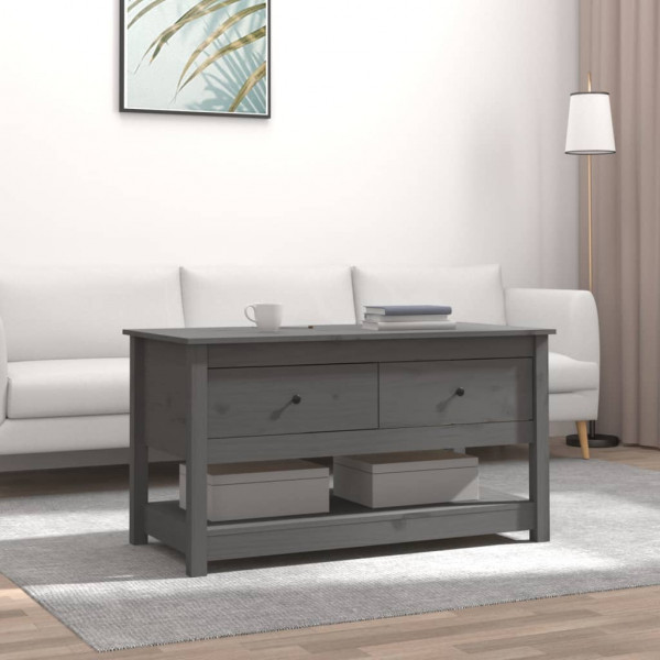 Mesa de centro de madeira maciça de pinho cinza 102x49x55 cm D