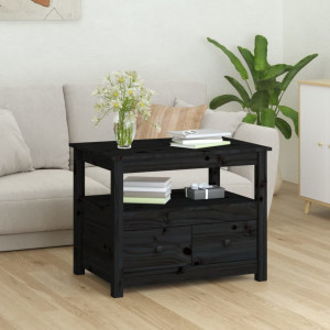 Mesa de centro de madera maciza de pino negro 71x49x55 cm D