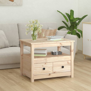 Mesa de centro de madera maciza de pino 71x49x55 cm D