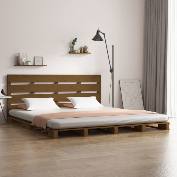 Estructura de cama madera maciza de pino marrón miel 150x200 cm D