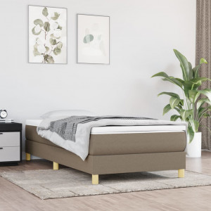 Estructura de cama box spring tela gris taupe 80x200 cm D
