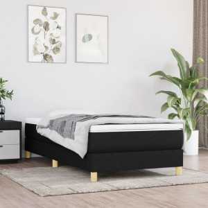 Estructura de cama box spring tela negro 90x200 cm D