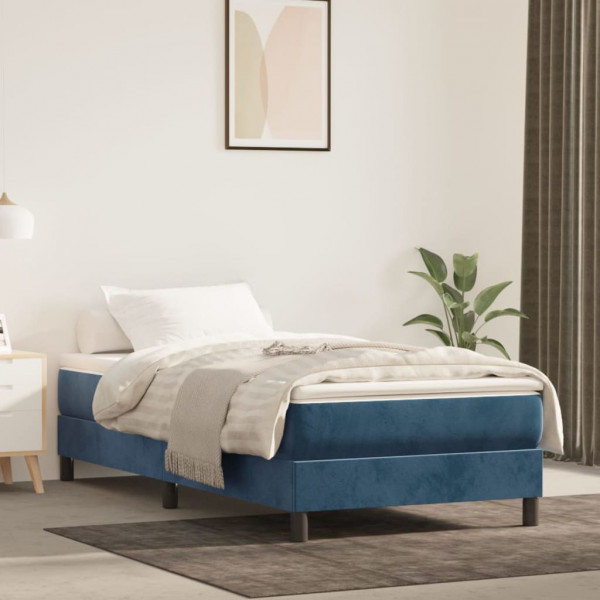 Estrutura de cama box de veludo azul escuro 90x200 cm D