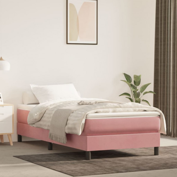 Estrutura da cama box spring veludo rosa 90x200 cm D