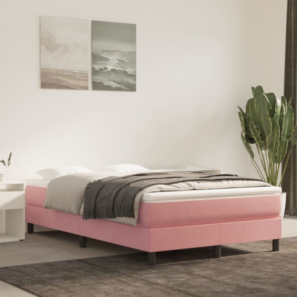 Estrutura da cama box spring veludo rosa 120x200 cm D