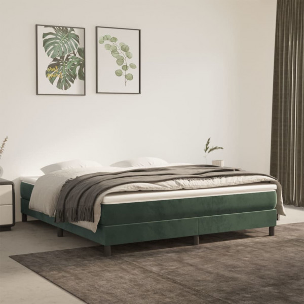Estructura de cama box spring terciopelo verde oscuro 160x200cm D