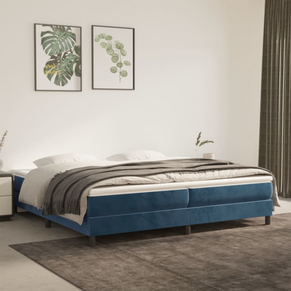 Estructura de cama box spring terciopelo azul oscuro 200x200 cm D